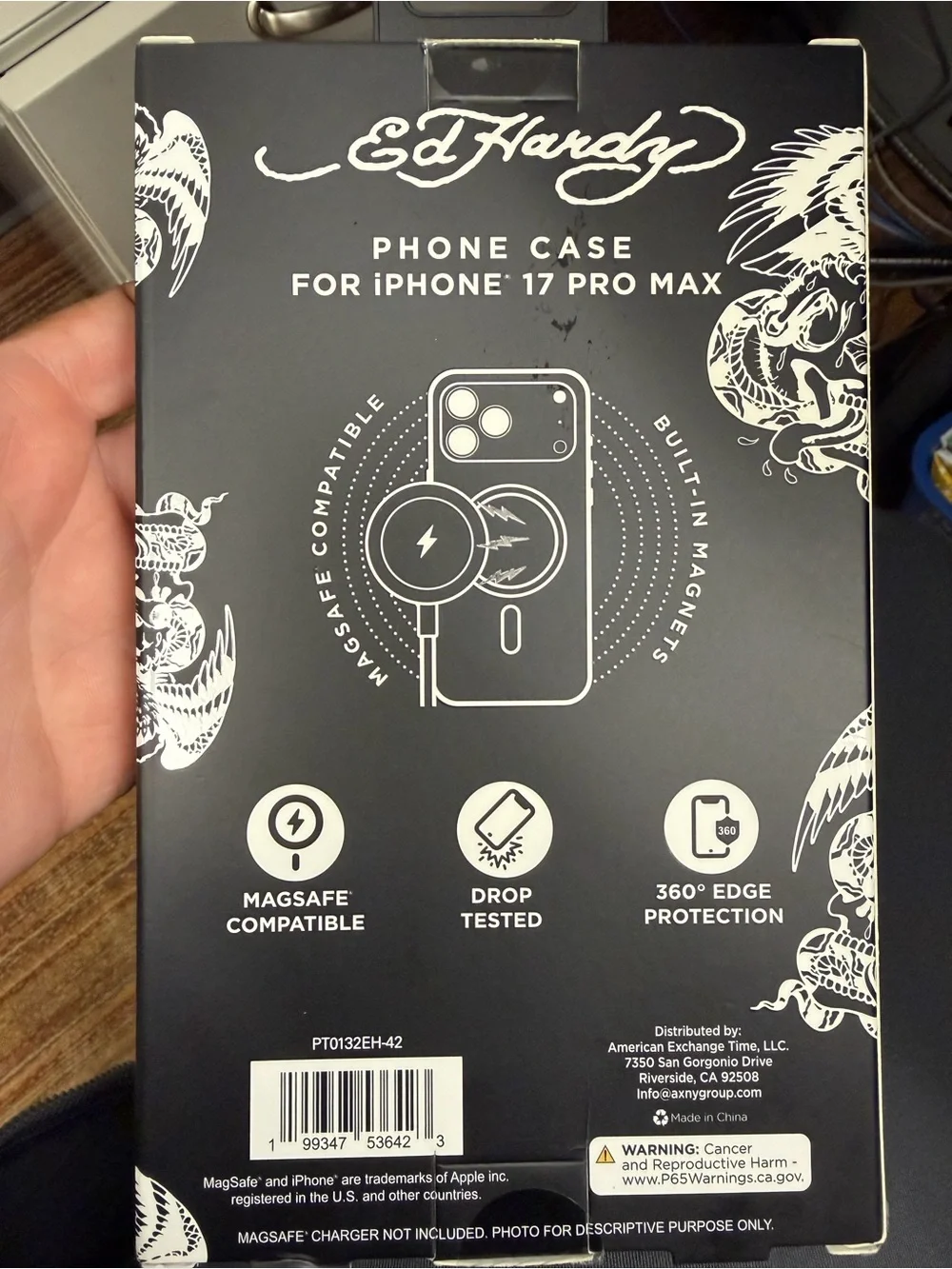 Ed Hardy Clear Tattoo-Style Skull & Cards iPhone 17 Pro Max Case - White